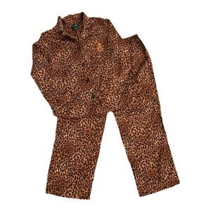 Lauren Ralph Lauren Leopard Print Pajama Set in Brown and Black
